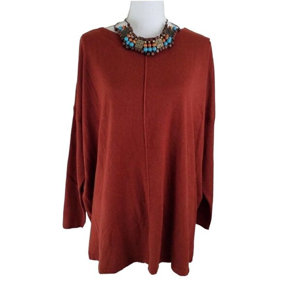 Style&co Woman~Plus Sz 1X~Seamed Dark Orange  Boat-Neck Rich Auburn Tunic NWT$56 - Picture 1 of 12